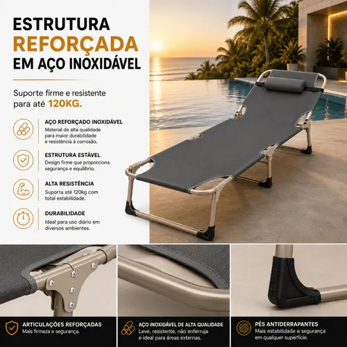 Espreguiçadeira De Praia Reclinável Portátil Maat Brand