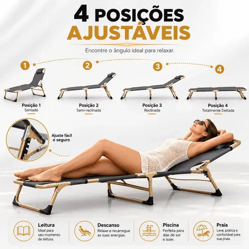 Espreguiçadeira De Praia Reclinável Portátil Maat Brand