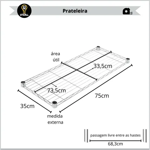 Estante 5 Prateleiras Aramada Cromada Aço Organizadora