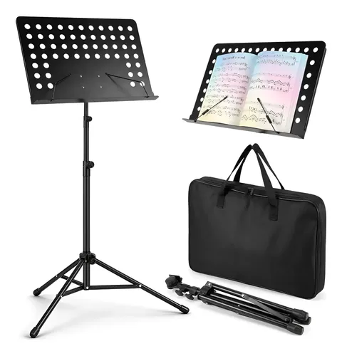 Estante partitura dobravel tripe suporte de music com bolsa