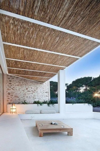 Esteira de Bambu Santa Cecília 5m x 1m Marrom-claro Decoração Tenda