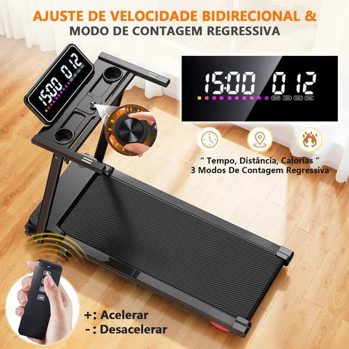 Esteira Elétrica Ergométrica Dobrável 12km C/tela Led Bivolt