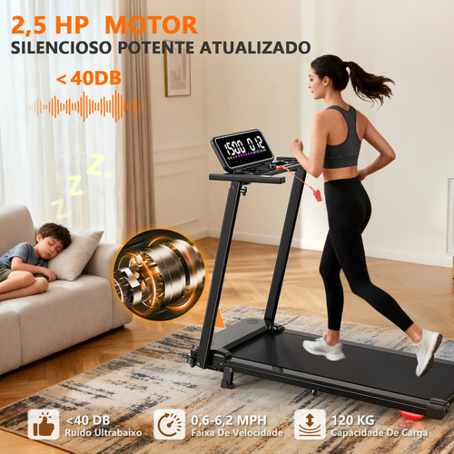 Esteira Elétrica Ergométrica Dobrável 12km C/tela Led Bivolt