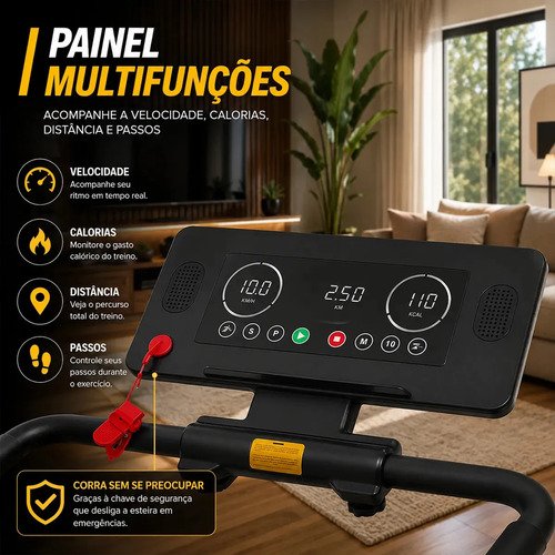 Esteira Elétrica Ergométrica Dobrável MBX 10km/h Bivolt Profissional Residencial 110kg