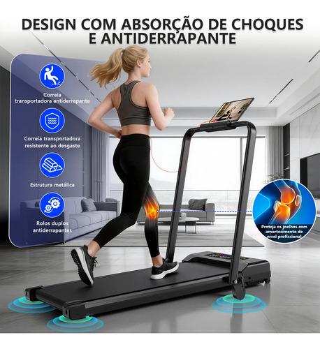 Esteira Elétrica Ergométrica Fitness Dobrável Com Tela Led