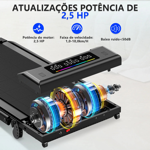 Esteira Elétrica Ergométrica Fitness Dobrável Com Tela Led