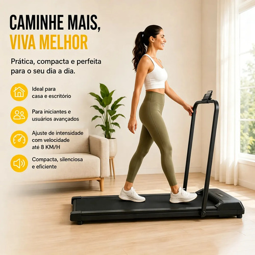 Esteira Ergométrica Dobrável Elétrica Com Painel LCD e Controle Remoto Para Casa Academia Preta