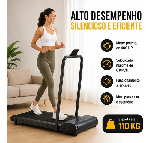 Esteira Ergométrica Dobrável Elétrica Com Painel LCD e Controle Remoto Para Casa Academia Preta