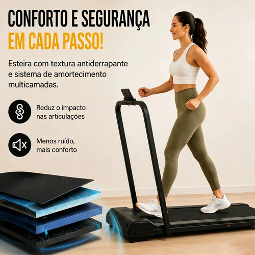 Esteira Ergométrica Dobrável Elétrica Com Painel LCD e Controle Remoto Para Casa Academia Preta