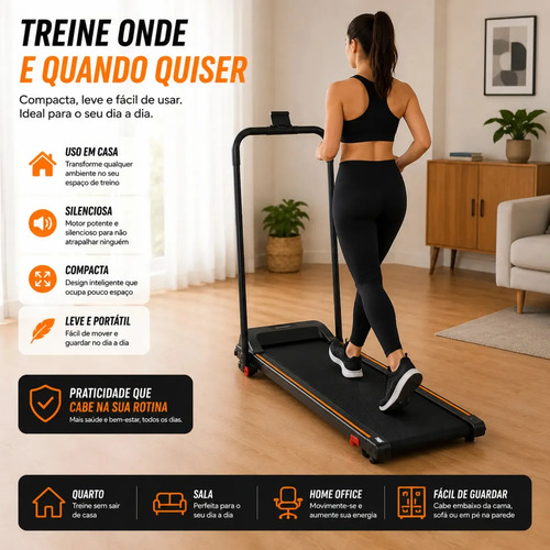Esteira Ergométrica Led Elétrica Dobrável Casa 12km/h 120kg