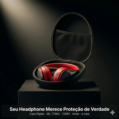 Estojo Portátil Para Headphone, Capa Case Fone De Ouvido