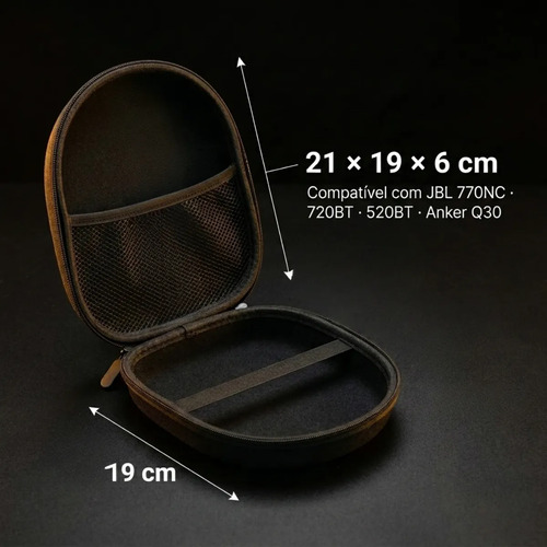 Estojo Portátil Para Headphone, Capa Case Fone De Ouvido