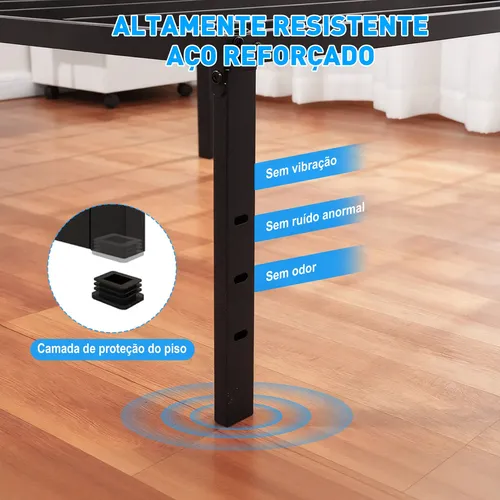 Estrutura De Cama Metal Casal C/espaço De Armazenamen 400kg