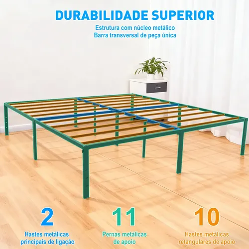 Estrutura De Cama Metal Casal C/espaço De Armazenamen 400kg