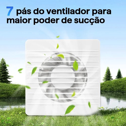 Exaustor de Banheiro Bivolt 4 Polegadas 8W Silencioso com 7 Pás Tela Protetora Contra Insetos Diâmetro de Instalação 10cm Ventilação Potente Baixo Ruído e Fácil Instalação