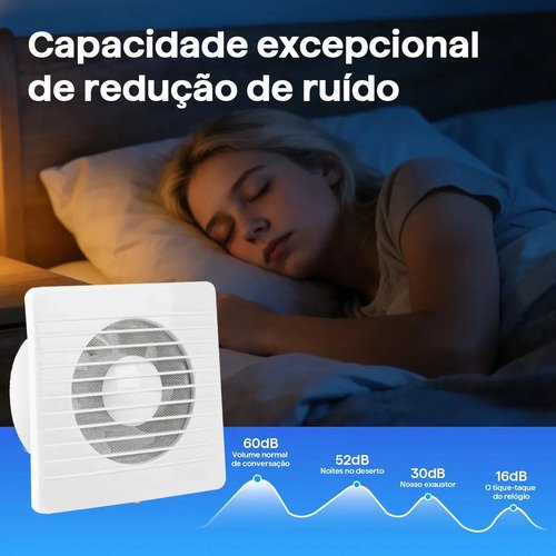 Exaustor de Banheiro Bivolt 4 Polegadas 8W Silencioso com 7 Pás Tela Protetora Contra Insetos Diâmetro de Instalação 10cm Ventilação Potente Baixo Ruído e Fácil Instalação