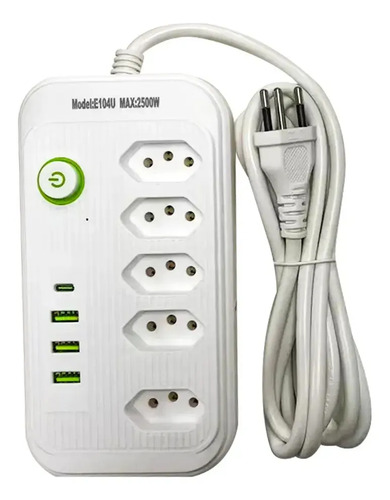 Extensão 5 Tomadas E 3 Usb 1 Pd Led Bivolt Power 110v/220v