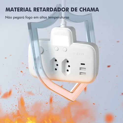 Extensão Coibeu Série Luar 3tomadas 2 Usb 1pd Bivolt Led