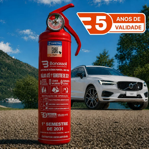 Extintor p1 automotivo 1kg 5 anos de validade abc