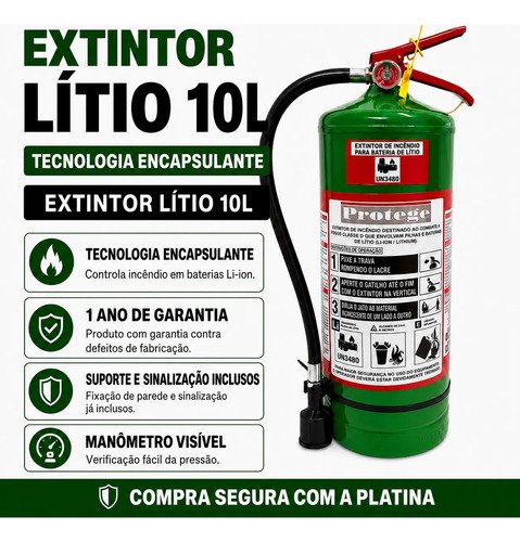 Extintor Para Bateria De Lítio 10 Litros Agente Encapsulante
