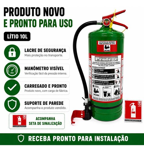 Extintor Para Bateria De Lítio 10 Litros Agente Encapsulante