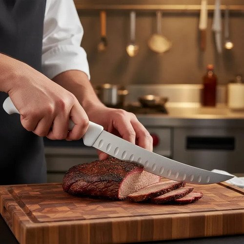 Faca Profissional 10'' Granton Edge Master Line Mundial Cor Branco