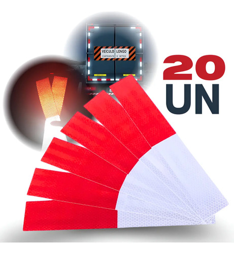 Faixa refletiva adesiva sinalizacao caminhao kit 20un