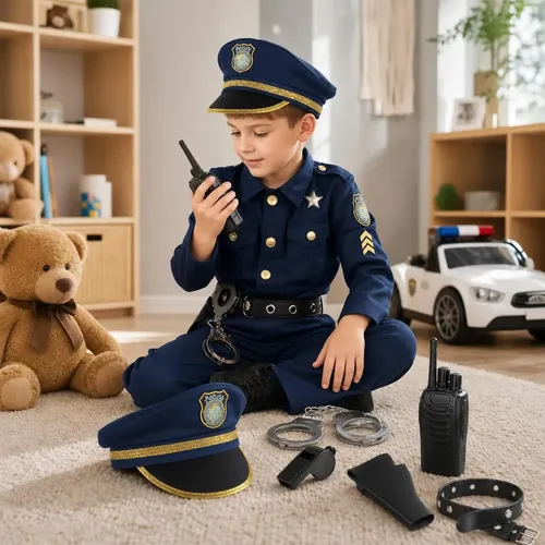 Fantasia Policial Masculina Infantil Carnaval Com Acessorios