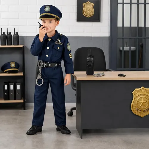 Fantasia Policial Masculina Infantil Carnaval Com Acessorios