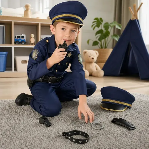 Fantasia Policial Masculina Infantil Carnaval Com Acessorios