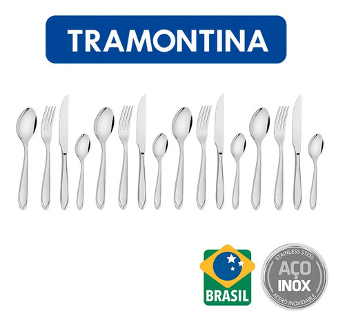 Faqueiro Laguna Em Aço Inox 16 Peças Tramontina Cor Cinza