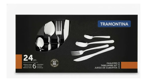 Faqueiro tramontina 24 pecas inox jogo de talheres completo