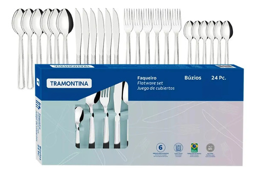 Faqueiro Tramontina Búzios Em Aço Inox Com Detalhe 24 Peças