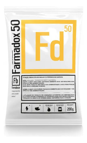Farmabase farmadox 50 200g suplemento aves e suinos doxicicl