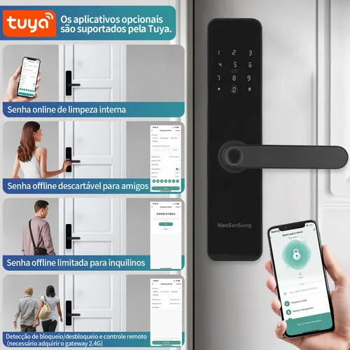 Fechadura Digital Biométrica Bluetooth Tuya Smart Vida