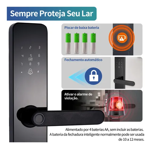 Fechadura Digital Biométrica Bluetooth Tuya Smart Vida