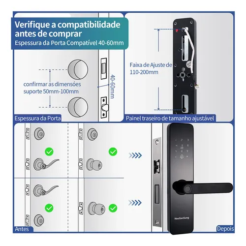 Fechadura Digital Biométrica Bluetooth Tuya Smart Vida