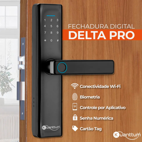 Fechadura digital biometrica kuanttum delta pro wifi senha a