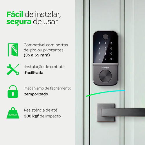 Fechadura Digital de Embutir Biométrica FR 221V Intelbras