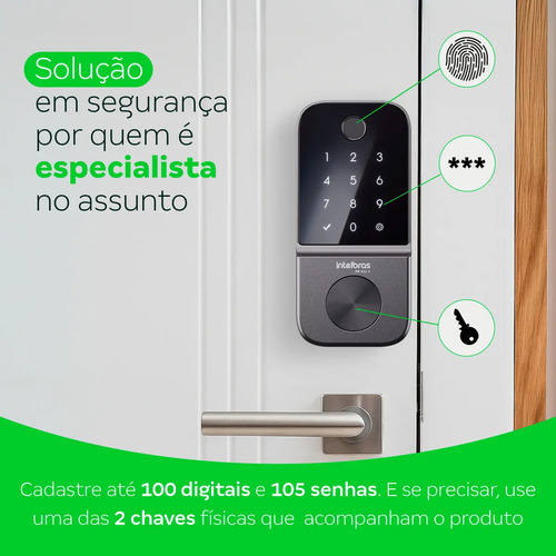Fechadura Digital de Embutir Biométrica FR 221V Intelbras