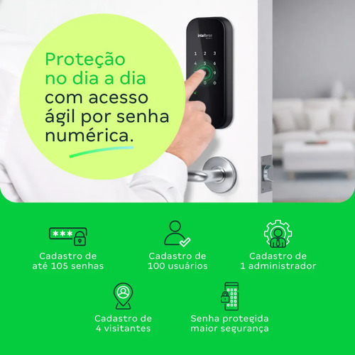 Fechadura Digital De Sobrepor Fr 101 V Preta Intelbras