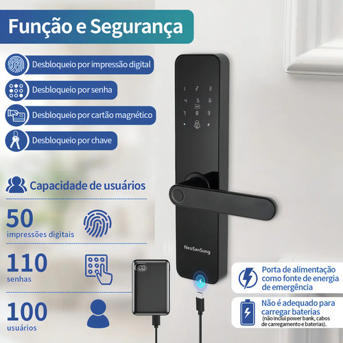 Fechadura Digital NeoSanSung Biométrica Bluetooth Tuya Smart Vida