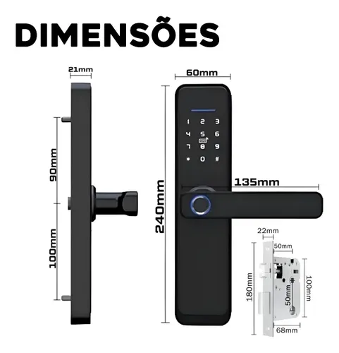 Fechadura Eletrônica Digital Bbg Smart Lock Biometria Preta