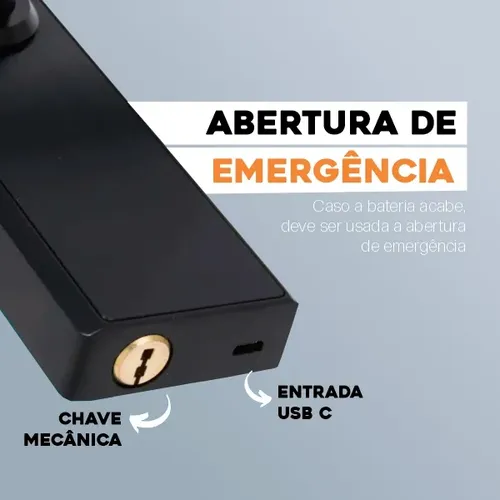 Fechadura Eletrônica Digital Bbg Smart Lock Biometria Preta