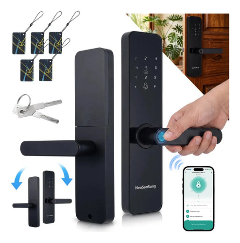 Fechadura eletronica digital tuya com biometria senha tag e