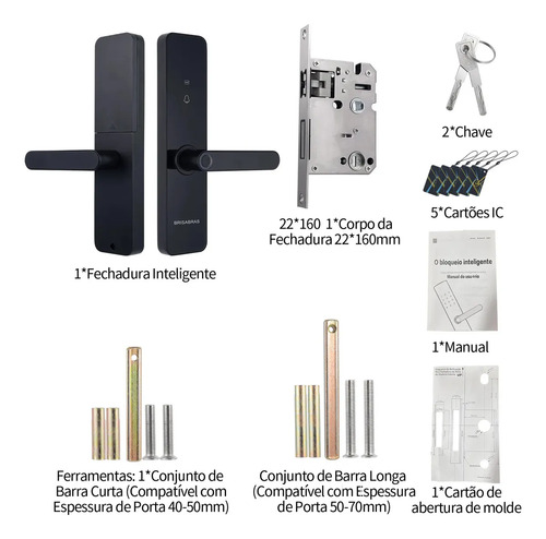 Fechadura Eletrônica Digital Tuya Com Biometria, Senha, Tag E Chave Touch Anti-espião Inteligente Preta Para Porta (casa/apartamento/hotel)