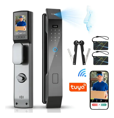 Fechadura eletronica inteligente com wifi tuya e facial 3d