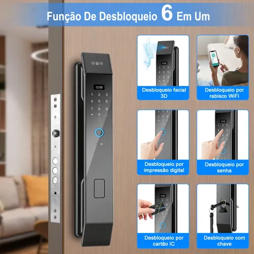 Fechadura Eletronica Inteligente Com Wifi Tuya E Facial 3d