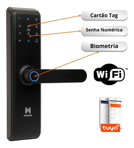 Fechadura Eletrônica Inteligente Digital Com Biometria Senha Pro Wi-fi