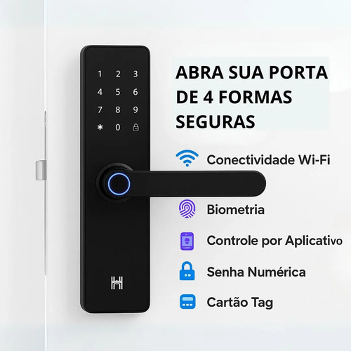 Fechadura Eletrônica Inteligente Digital Com Biometria Senha Pro Wi-fi